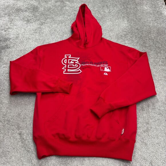 Majestics Therma Base MLB 2011 Playoffs St Louis Cardinal Hoodie Sweatshirt - Picture 1 of 14